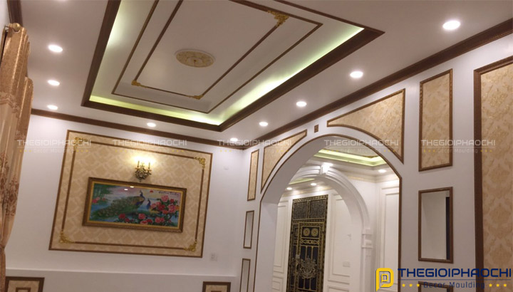 phào chỉ trần nhựa đẹp giả gỗ màu NO